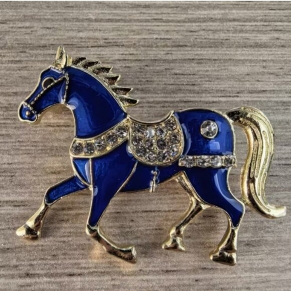 New Horse Brooch Blue - Picture 2 of 3